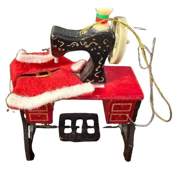 Other - Vintage Santa's Workbench Treadle Sewing Machine Christmas Ornament Taiwan